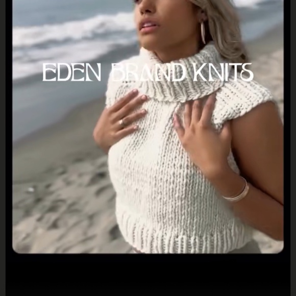 Eden Brand Knits black turtleneck cropped vest - Picture 6 of 8